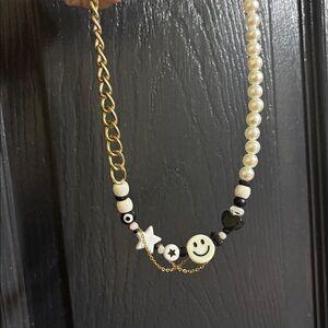 Gold and Pearl Mixed Chain Necklace from a Boutique